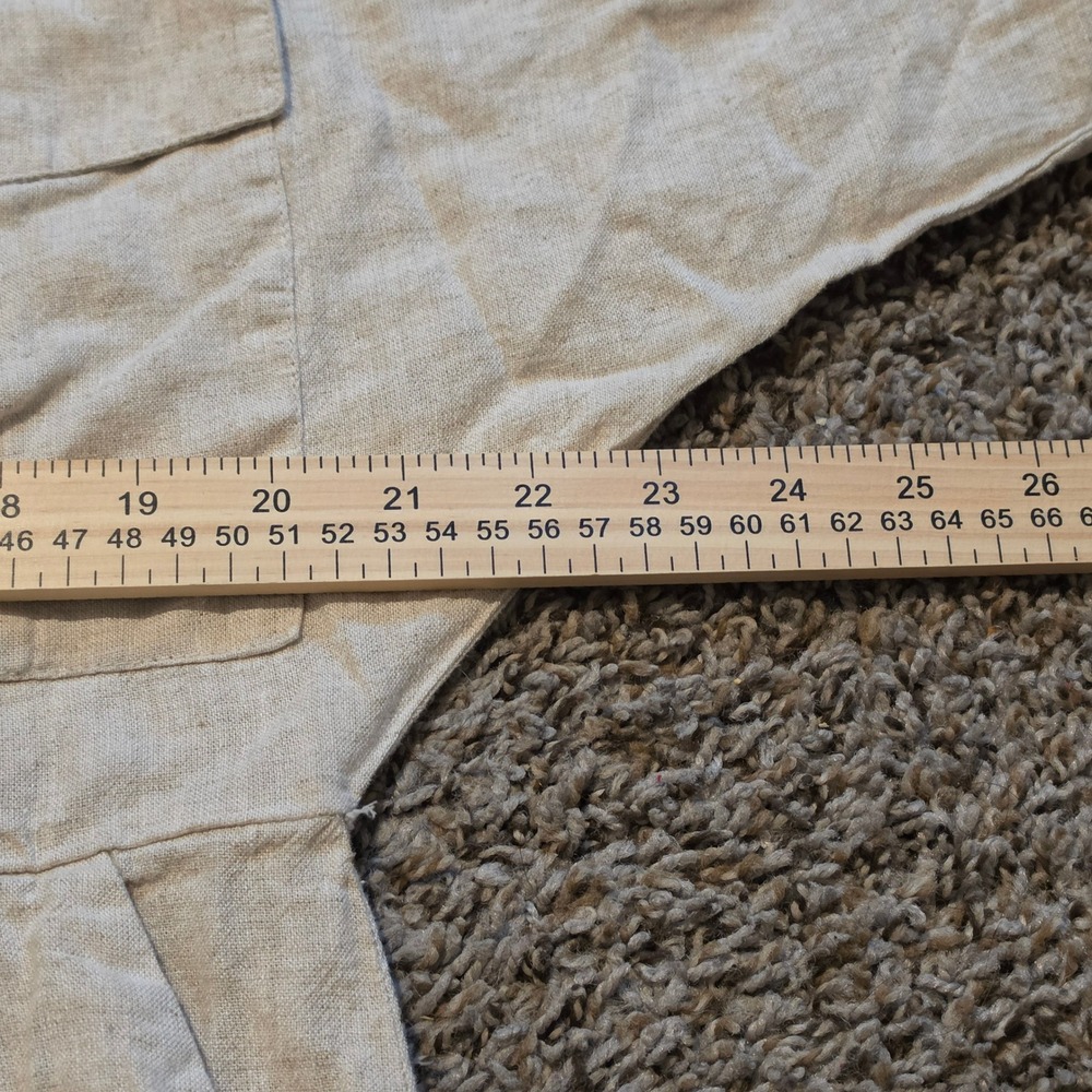 Banana Republic Linen Blend Utility Shirt Dress Tan Oatmeal Small Long Sleeve - Picture 6 of 6